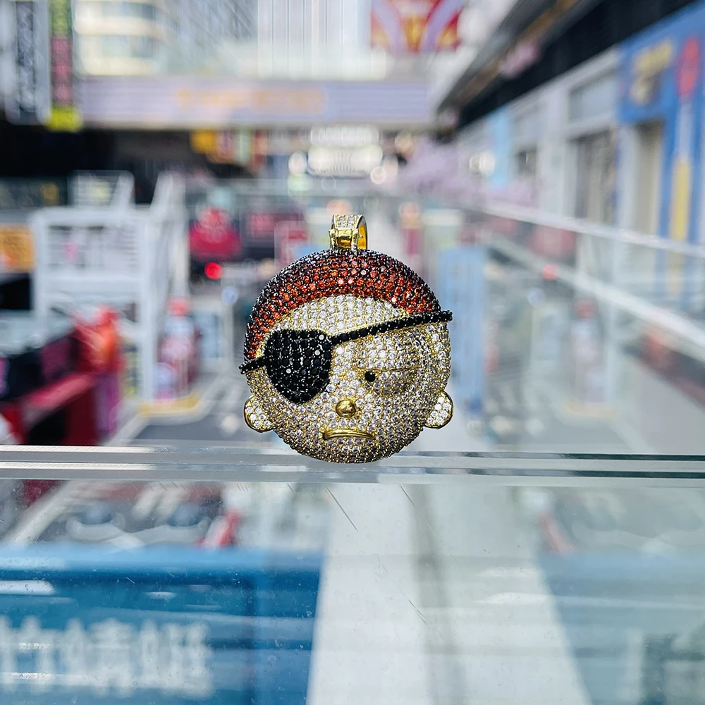 European and American necklaces Anime Rick And Morty Protagonist Morty head micro-encrusted zircon hip-hop accessories