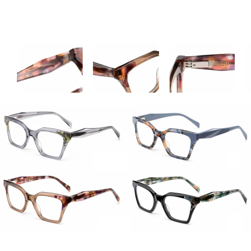 2024 New design fashion high-end trend  eyewear glasses color cat glasses lamination spectacle ingredient acetate optical frame
