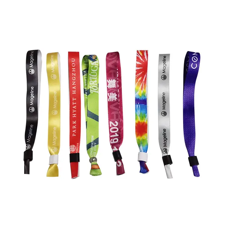 Hot selling One time use woven polyester bracelet sliding lock disposable wristband wrist band