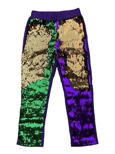 New Arrival Mardi Gras Pants Mommy and me pants kids shorts manufacture green Purple and Gold Reversible Sequined Pants