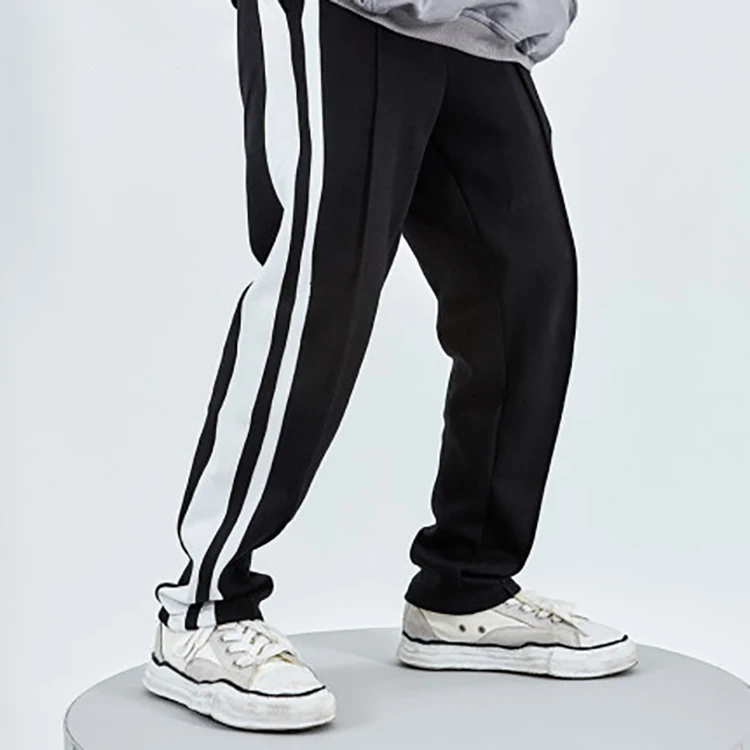 CONKLAB college oem black tapered softshell school style side stripe tracksuit boys hiking wide leg pants for women