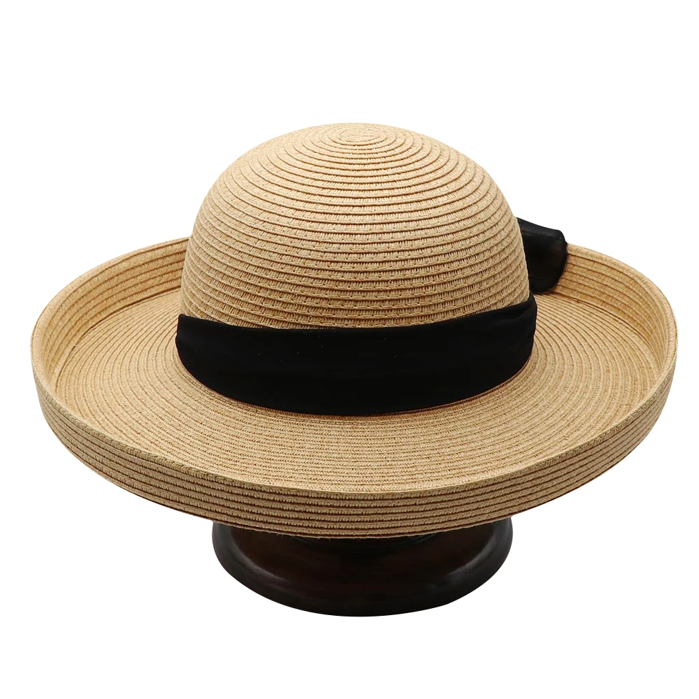 Custom Panama Shape Summer Cowboy Hats Blank Paper Straw Cowboy Hats for Women