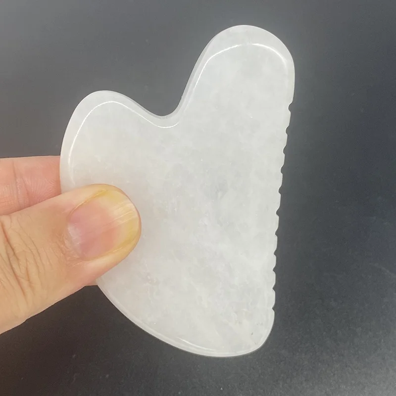 Wholesale heart shape Guasha With Teeth Tool Amethyst Crystal Scraping Stone For Face and Body heart shape scraping massage