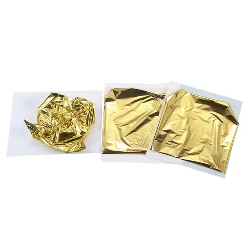 Jinzi High Quality Imitation Gold Leaf Sheets Manufacturer 14*14 16*16 Cm Copper Leaf Sheets For Art Craft