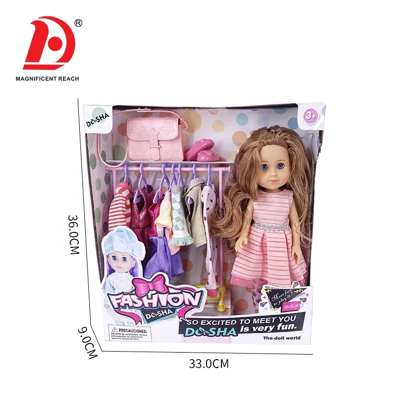 HUADA 2023 Shantou 35CM Princess Dress Full Vinyl Body Fashion Girl Doll Set With Clothes And Accessoires