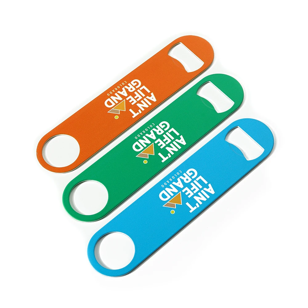 Wholesale Opener Bottle 2d 3D Letter Logo Stainless Steel Flat Bottle Opener Summer Bar Beer Bottle Opener with Packing Card