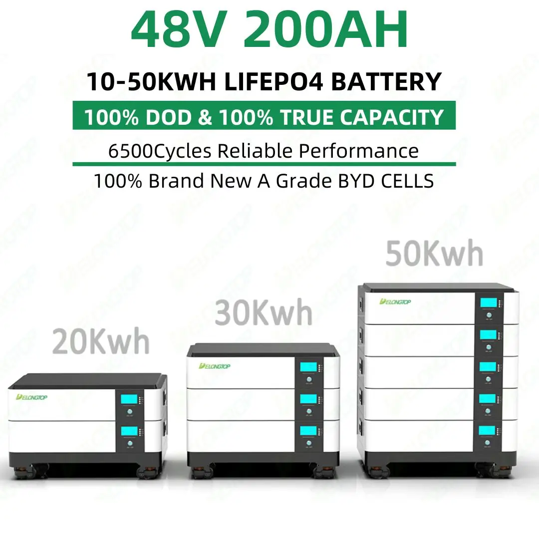 BYD 51.2V 200Ah Lifepo4 lithium ion energy storage battery 48V 200Ah 10kw home solar power system