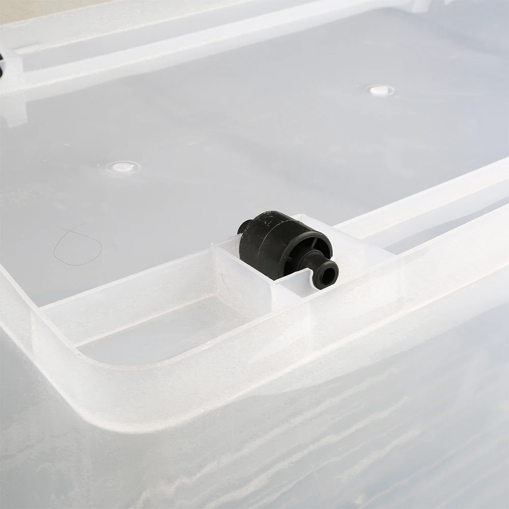 62L clear wheel storage box with Black Clips