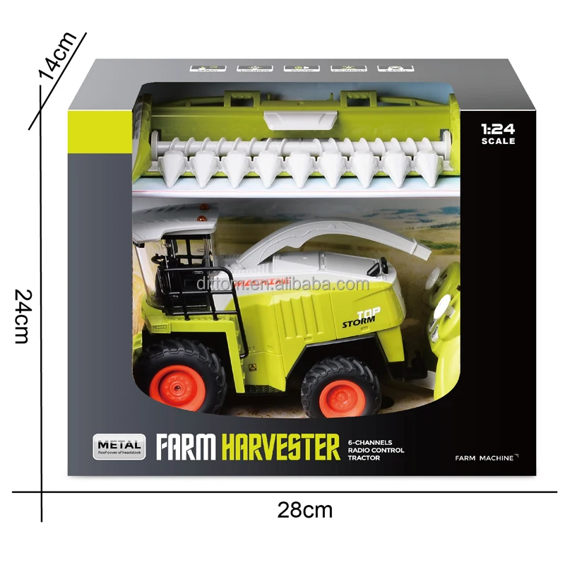 1/24 6CH RC Corn Harvester 2.4G Farm Construction Tractor Harvesting Implements Machine Truck Toys
