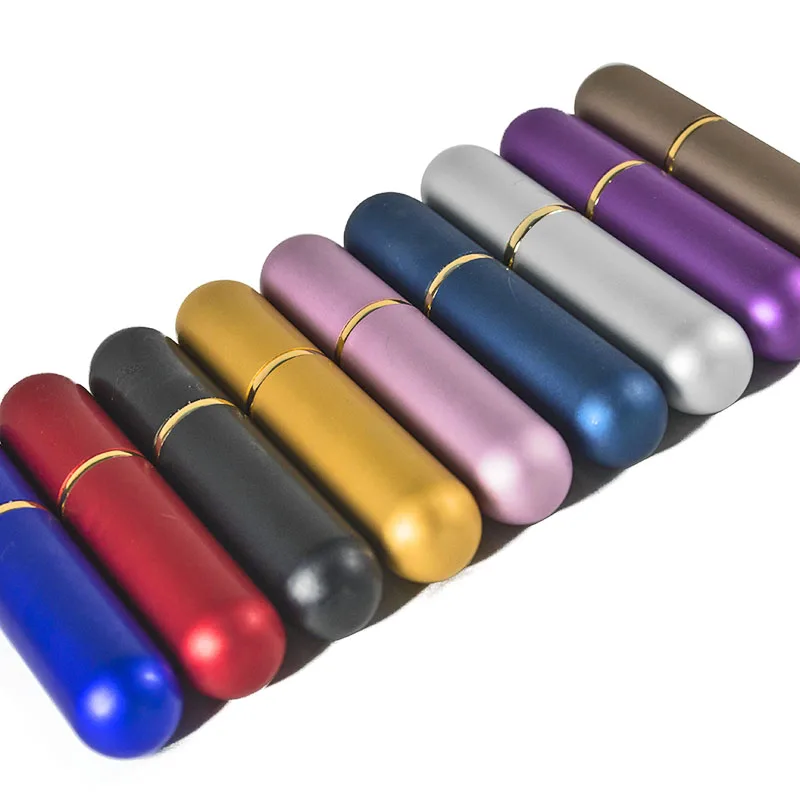 High Quality 5ml Aluminium  Essential Oil Perfume Reed Diffuser Bottle metal nasal inhaler aromatherapy bottle with cotton strip