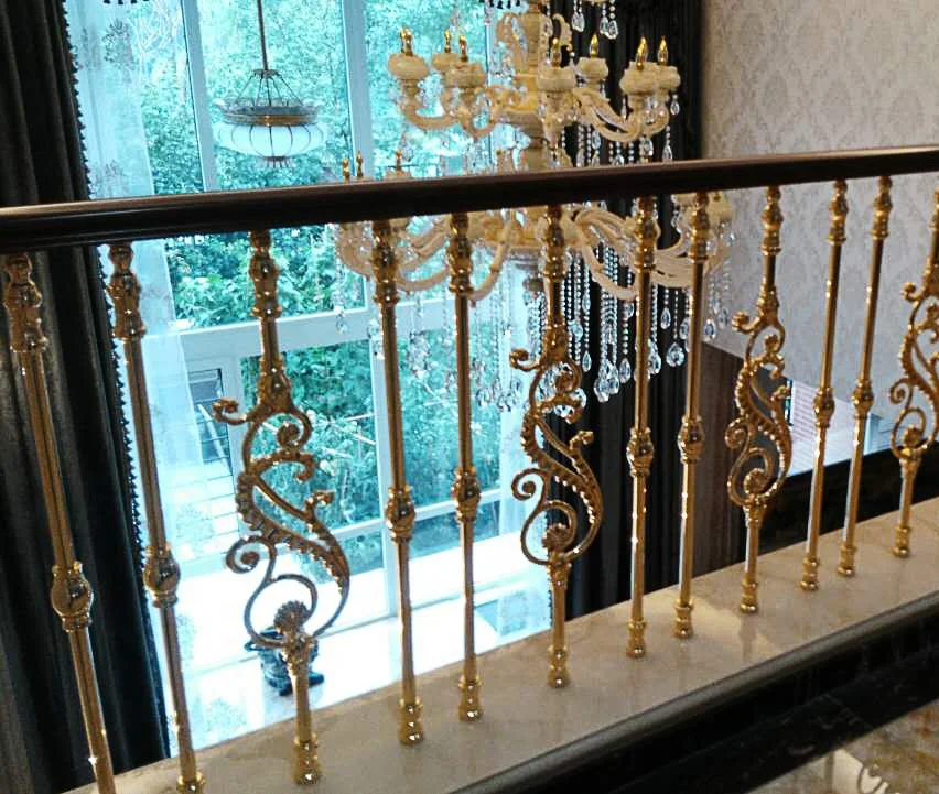 brass with wood stair handrails design