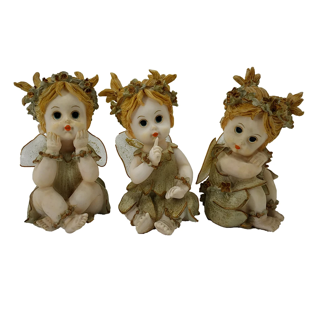 Resin Angel Crafts Hand Painted Figurine Ornament Home Decoration Angel Statue Europe Sculpture Artificial Miniature Fairy Home