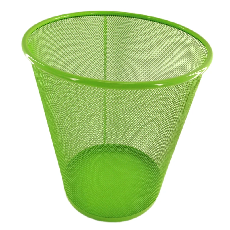 Office Cheap Paper Basket Black Metal Mesh Trash Can Paper Waste Bin Easy to Clean Design Home Kitchen Basket