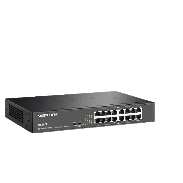 ForMercury MS16CP 100M 16 port poe switch 2 RJ45 ports network switches battery powered support ethernet hub