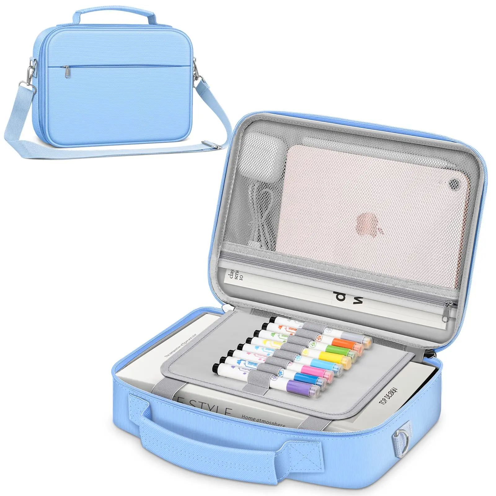 Large Bible Cover Shoulder Strap Carrying Book Case Church Bag Bible Protective Pen Slots and Zippered Pocket Perfect Gift