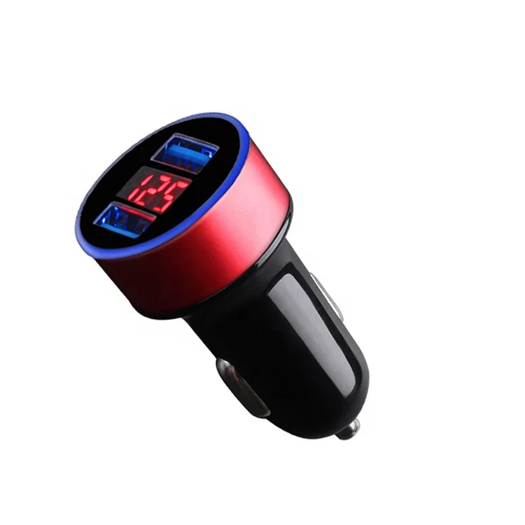 
High Quality Car Phone Charger 5V 2.4A Dual USB Port LED Display Quick Car Charger 