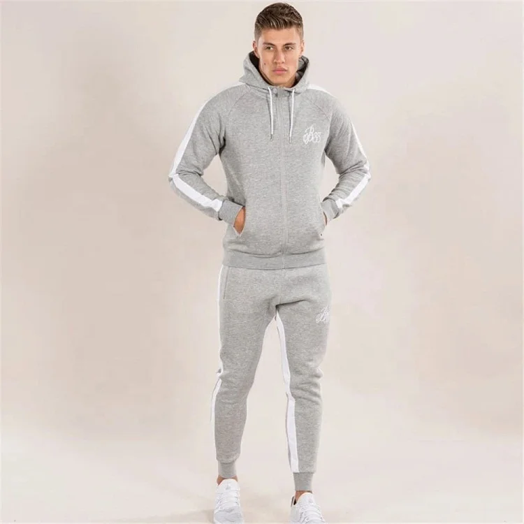 Custom Logo Factory Wholesale OEM Tracksuit Fleece Jogging Set Gym Sports Zipper Up Hoodie Jogger Sweat suits for Men