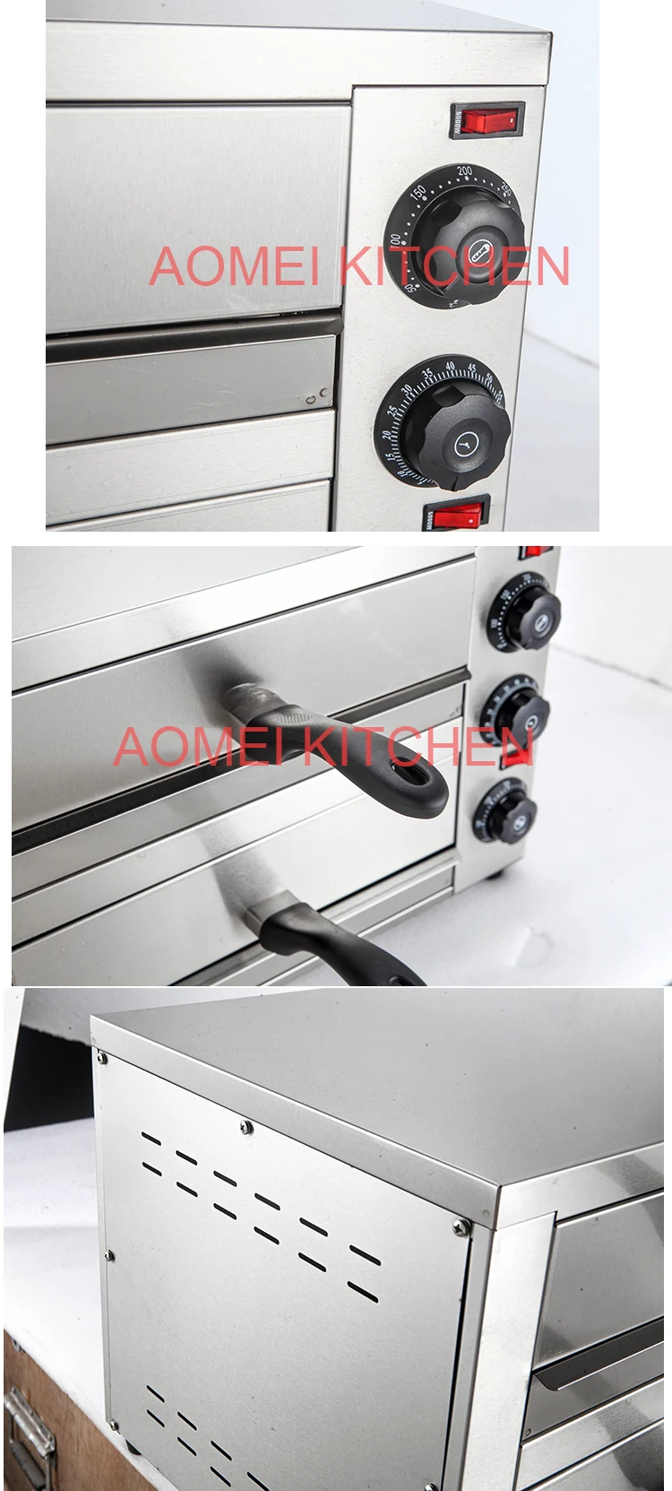 Electric Pizza Oven  with Handle Removable Pizza Tray Cooker 12inch Countertop Stainless Steel Pizza Oven