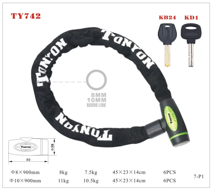 TONYON Motorcycle parts  High quality materials bike chain lock  antitheft motorcycle lock chain lock