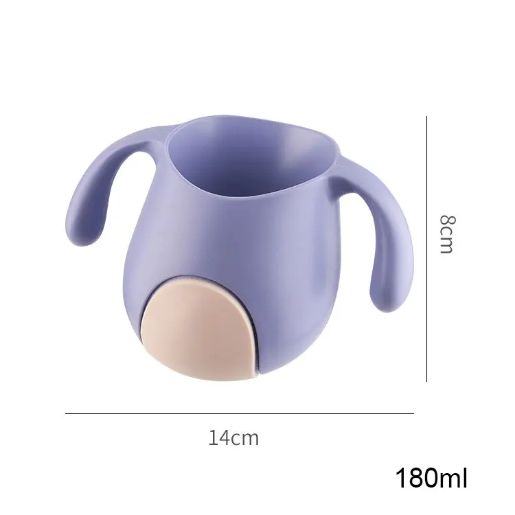 OEM/ODM 14*8cm 180ml New Bevel Angle Spill Proof Double Handle Drinking Learning Brush Teeth Food Grade Silicone Baby Cup