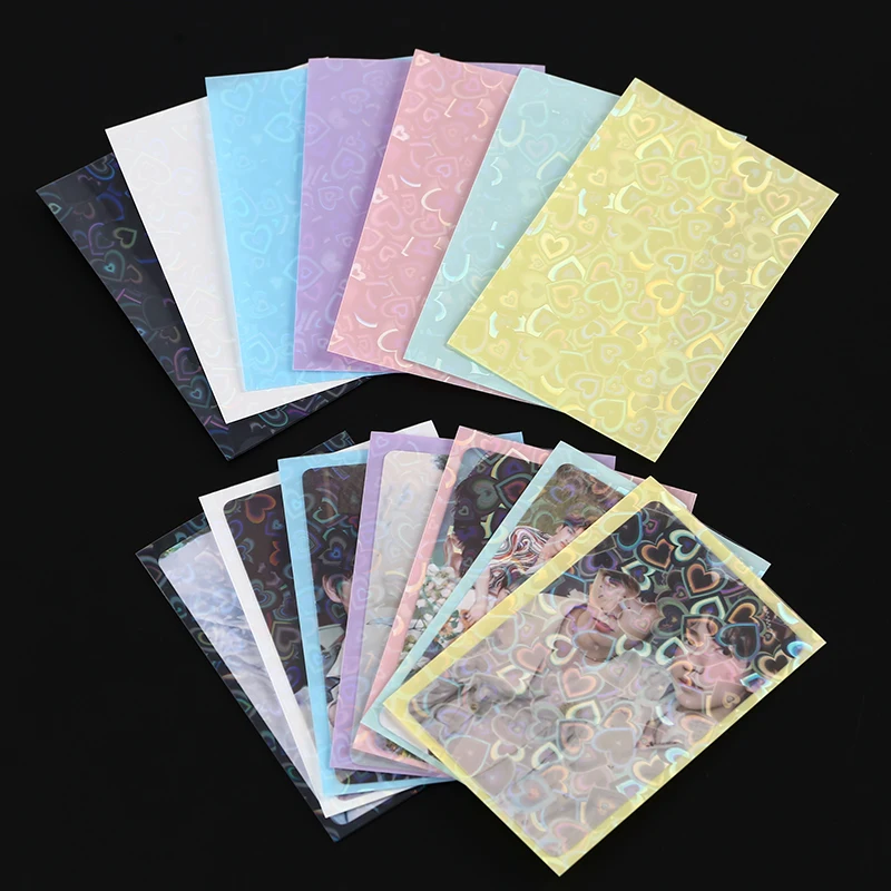 Customized Wholesalers KPOP Photo Card Sleeves New Release Japanese Heart Hologram 1 Sides 1500pcs  Pattern Stylish PP Material