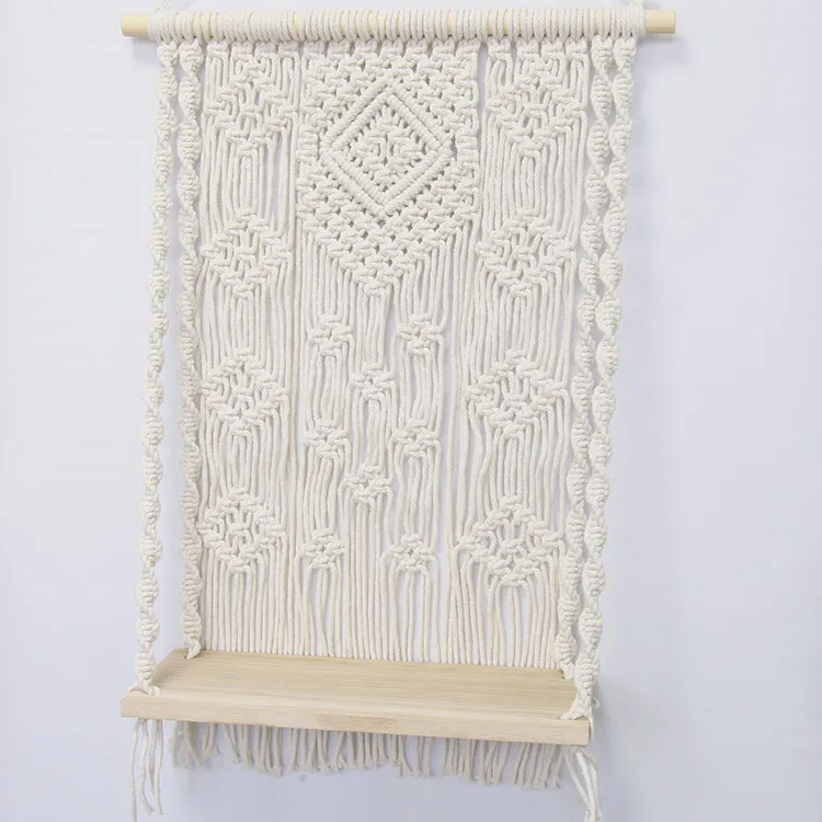  Макраме настенная подвесная полка Boho декоративные плавающие растения качели деревянная вешалка для
