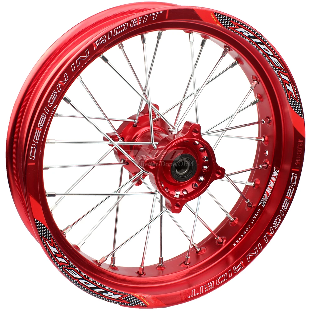 15mm hole hub 2.50 x 14 inch & 3.00 x 14 inch front rear CNC hub Aluminum Alloy Wheel Rims for 110 125 140 dirt pit bike RED
