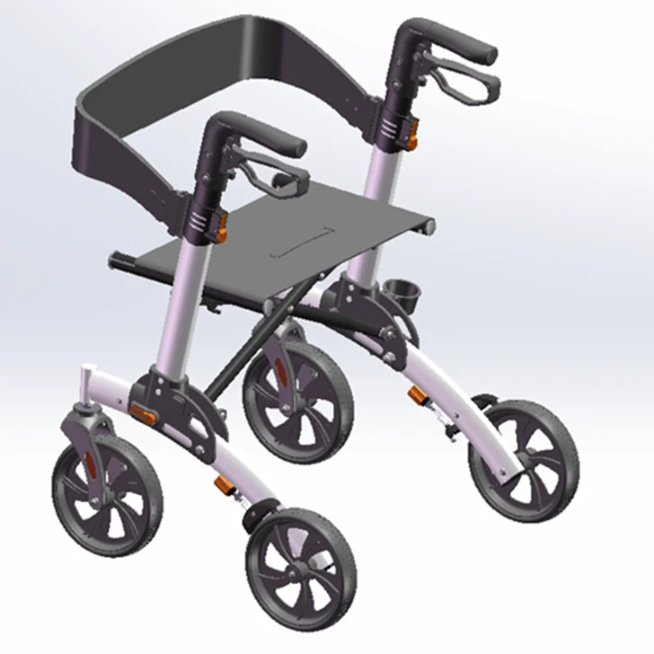 Aluminum frame assisted walking wheelchair disabled walker rollator walker with crutch holder