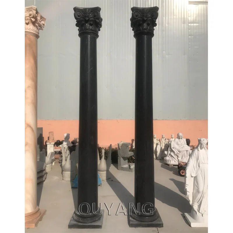 QUYANG Large Outdoor Decorative House Natural Stone Sunset Red Marble Roman Pillars Column Molds for sale