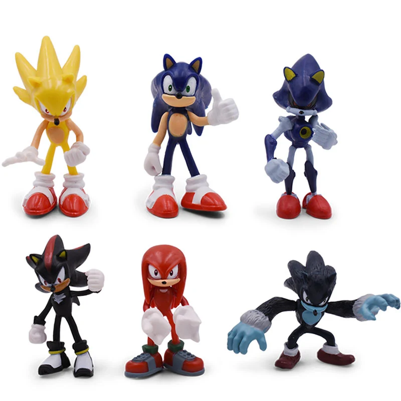 
6Pcs Anime Cartoon Hedgehog Toy Popular Game Action Figure Customer 7Cm Small Sonic Plastic Figurines 