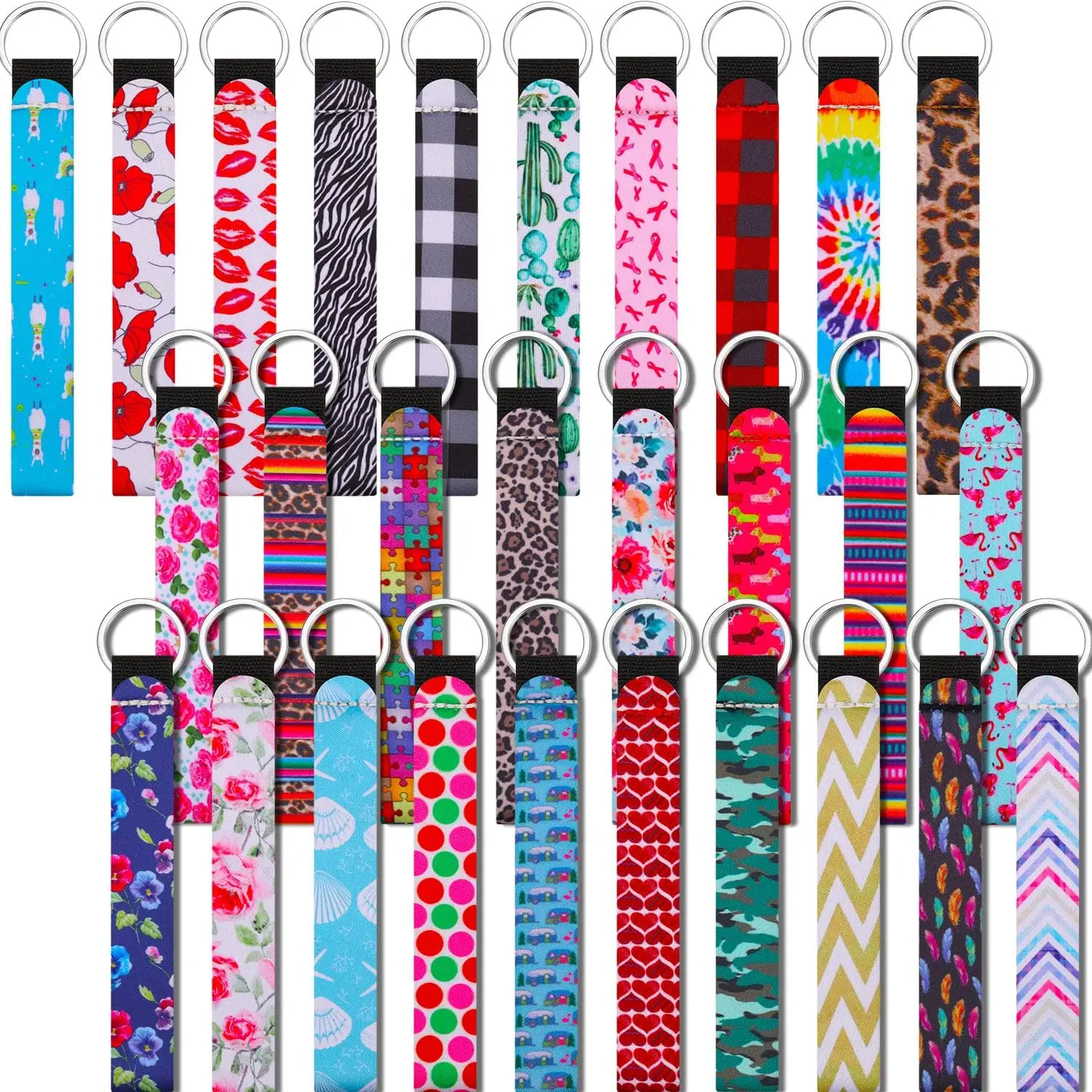 Promotion Gifts Hot Selling Sublimation Printing Neoprene Wristband Lanyard Wrist Keychain Wristlet