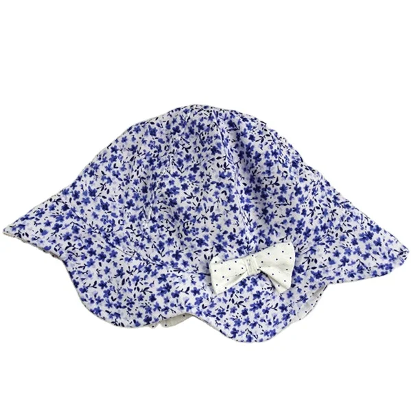 Ins Fashion Baby Full Floral Print Bucket Hat with Bowtie