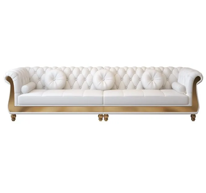 Modular Sofa Hot Sale New Designed Sofa Set Furniture U Shaped Luxury Leather Button Tufted Upholstered Sofas for Hotel Villa