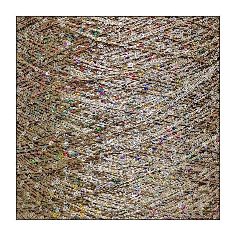 Fancy yarn factory wholesale color sequin polyester yarn cone hand knitting machine braiding shiny skirts