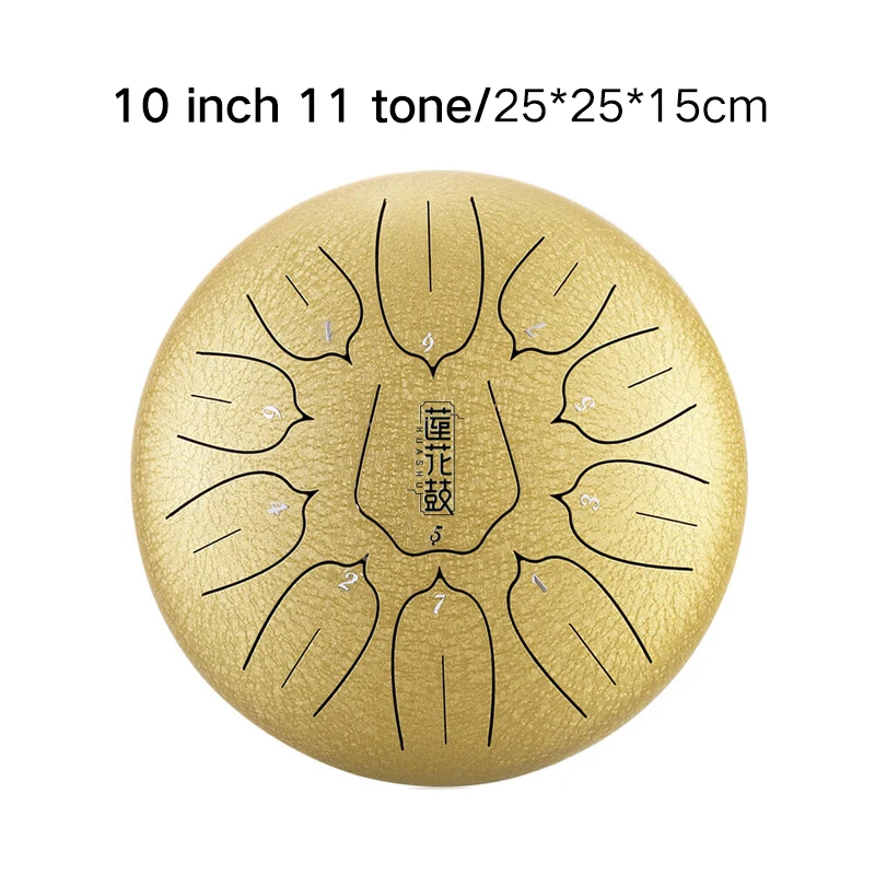 Hluru Hot Sale 11 Note 10 Inch Handpan Musical Instruments Drums F Tone Percussion Instrument Lotus Steel Tongue Drum THD11