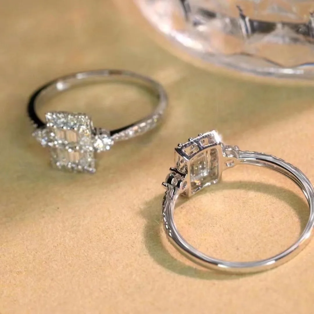 Xinfly hypoallergenic 18K Gold Square Delicate Design Shining Baguette 0.50CT Diamonds wedding affirm Ring