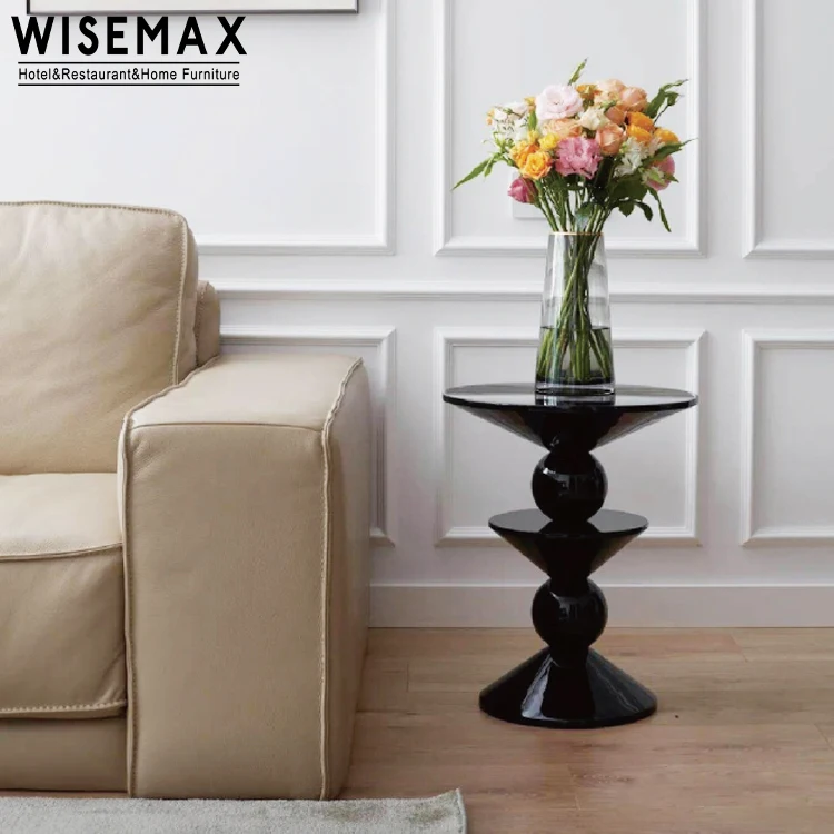 WISEMAX FURNITURE Modern Unique Design Fiberglass Round Coffee Table Living Room Sofa Side Table Small End Table