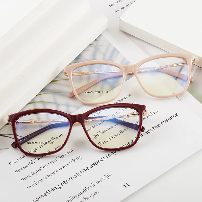 2022 New Stylish TR90 Fashion Square Cat Eye Optical Frame Glasses For Women Lady Reading Computer Eyewearing