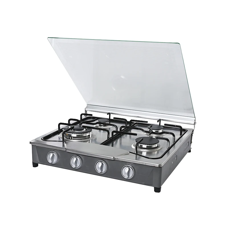 table top 4 burner kitchen cooker sabaf burner table gas stove with glass cover