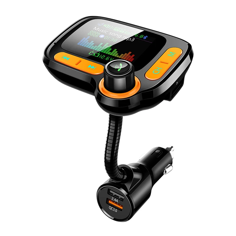 New mp3 player for car with screen Fm Transmitter Qc 3.0 mp3 player with radio and usb port phone car holder wireless charger