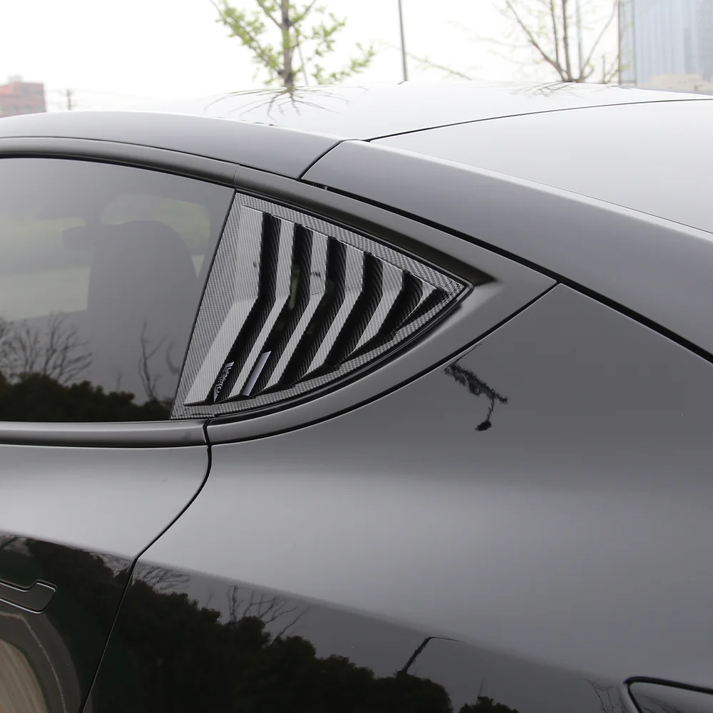 Injection Molding Matte Carbon Fiber Side Window Louvers Car Window Shades Cover Blinds Trim For Tesla Model Y