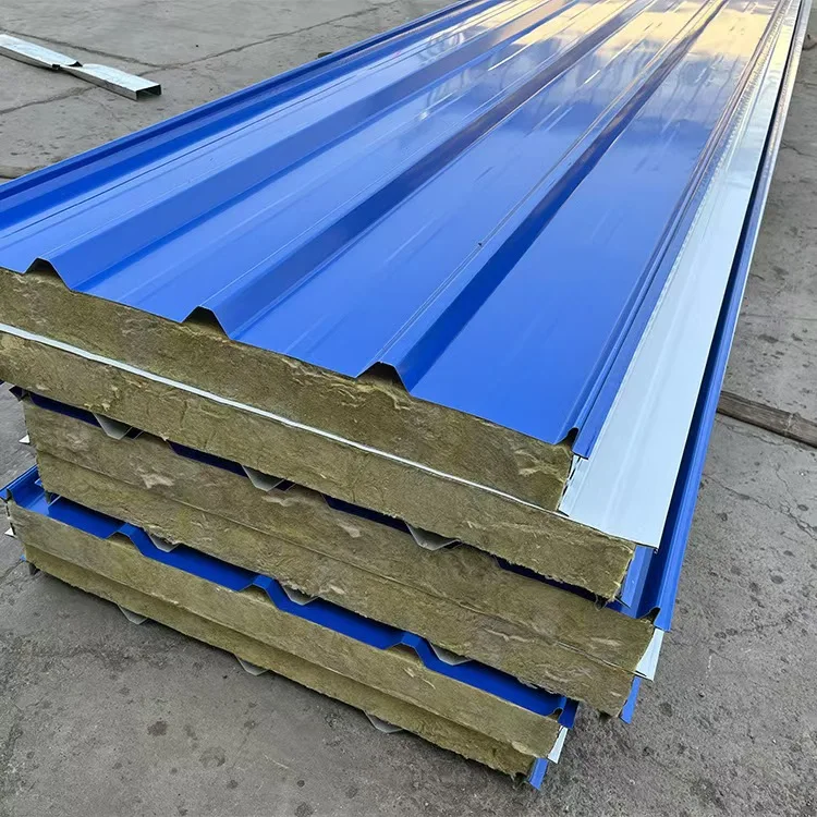 Manufacturers direct sales fire noise reduction insulation rock wool roofing board steel Sandwich Panel Roof wool