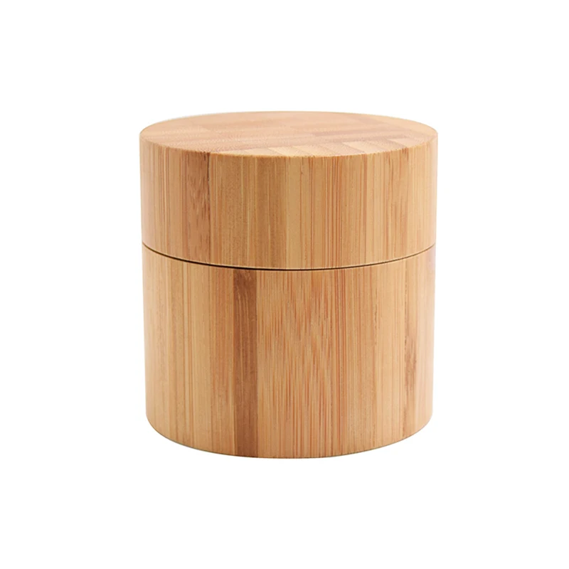 Eco Friendly Plastic Inner 30g 50g Glass Bamboo Jar Recyclable Material Cosmetic Packaging Container Bamboo Face Cream Jar