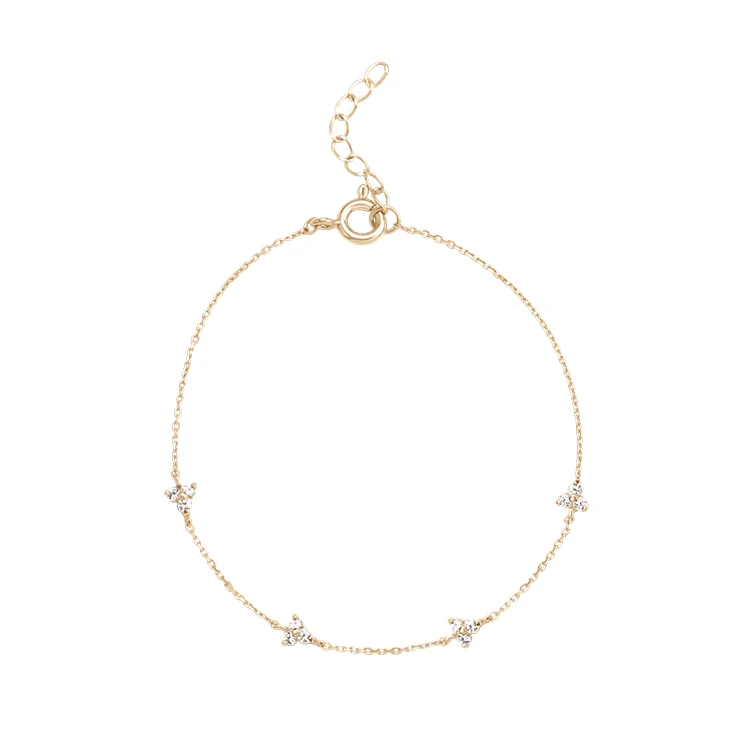 Factory Wholesale 14K Gold Bracelet Dainty Trio Diamond Bracelets Women