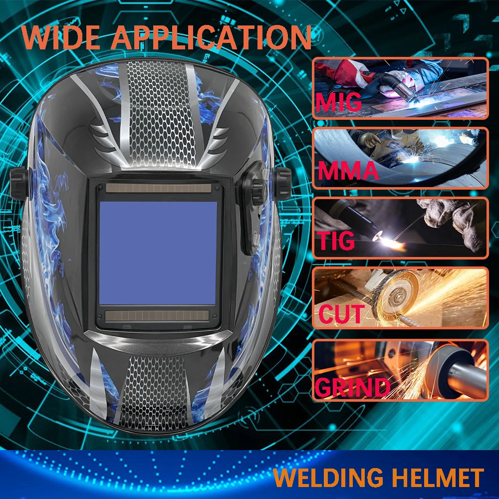 large visible screen PA/PP material auto darkening welding helmet