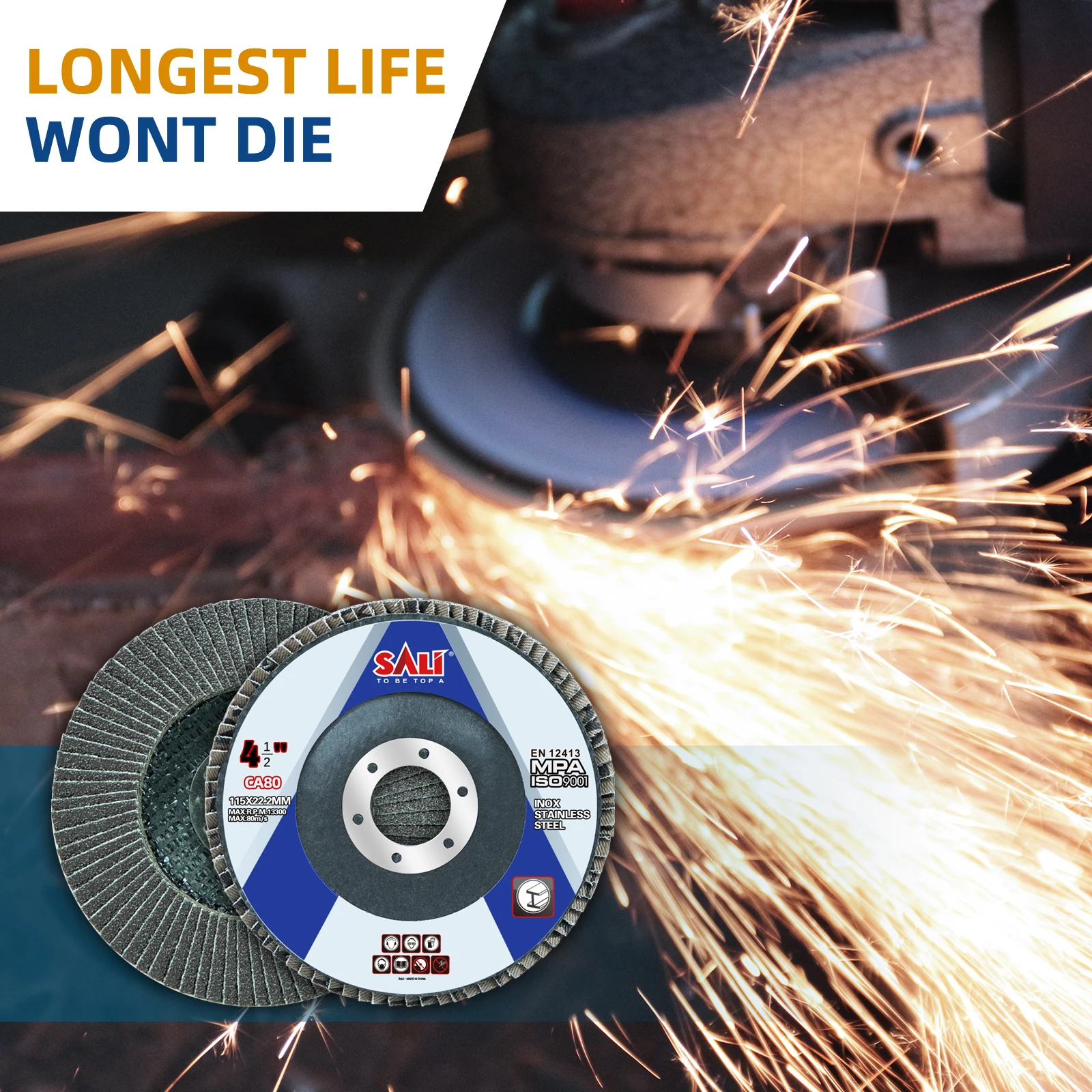 5Inch 125mm SALI Durable Hardware Items Calcined ALumina Oxide Flap Disc For Construction Industry