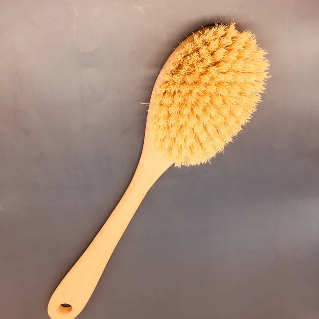 Cactus Long Handle Natural Bristle Cleaning Brushes Spa Shower Body Brush Wooden Bath Brush for Body Scrub