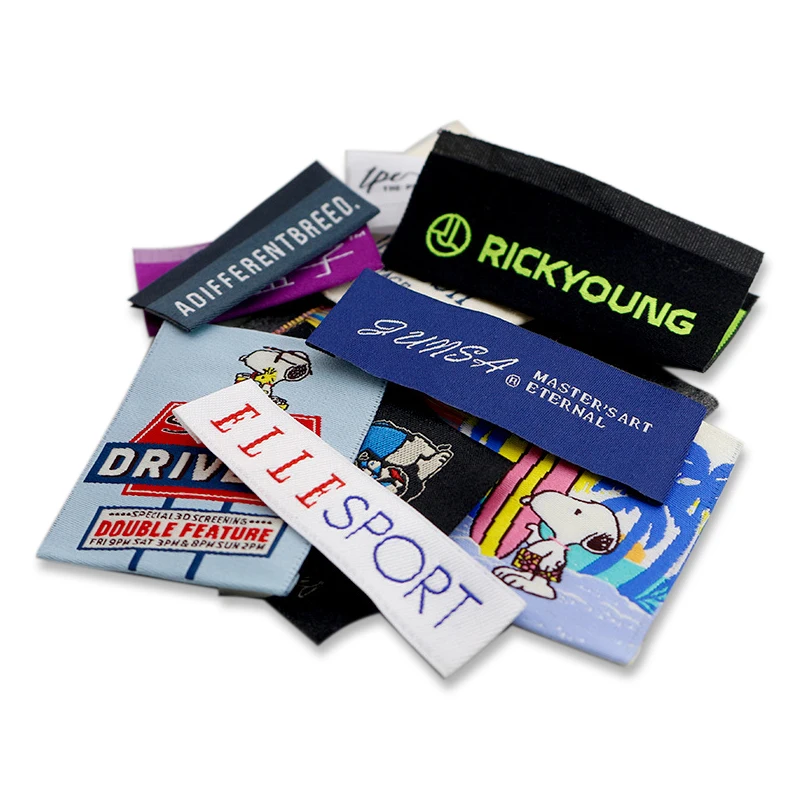 Недорогие Прозрачные полиэфирные самоклеящиеся тканые этикетки для детской одежды из Гуанчжоу