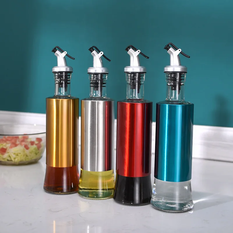 Modern Colorful Olive Oil Dispenser Storage Jars  Easy Cleaning Clear Glass Oil Bottle Jar Cooking Oil Tool