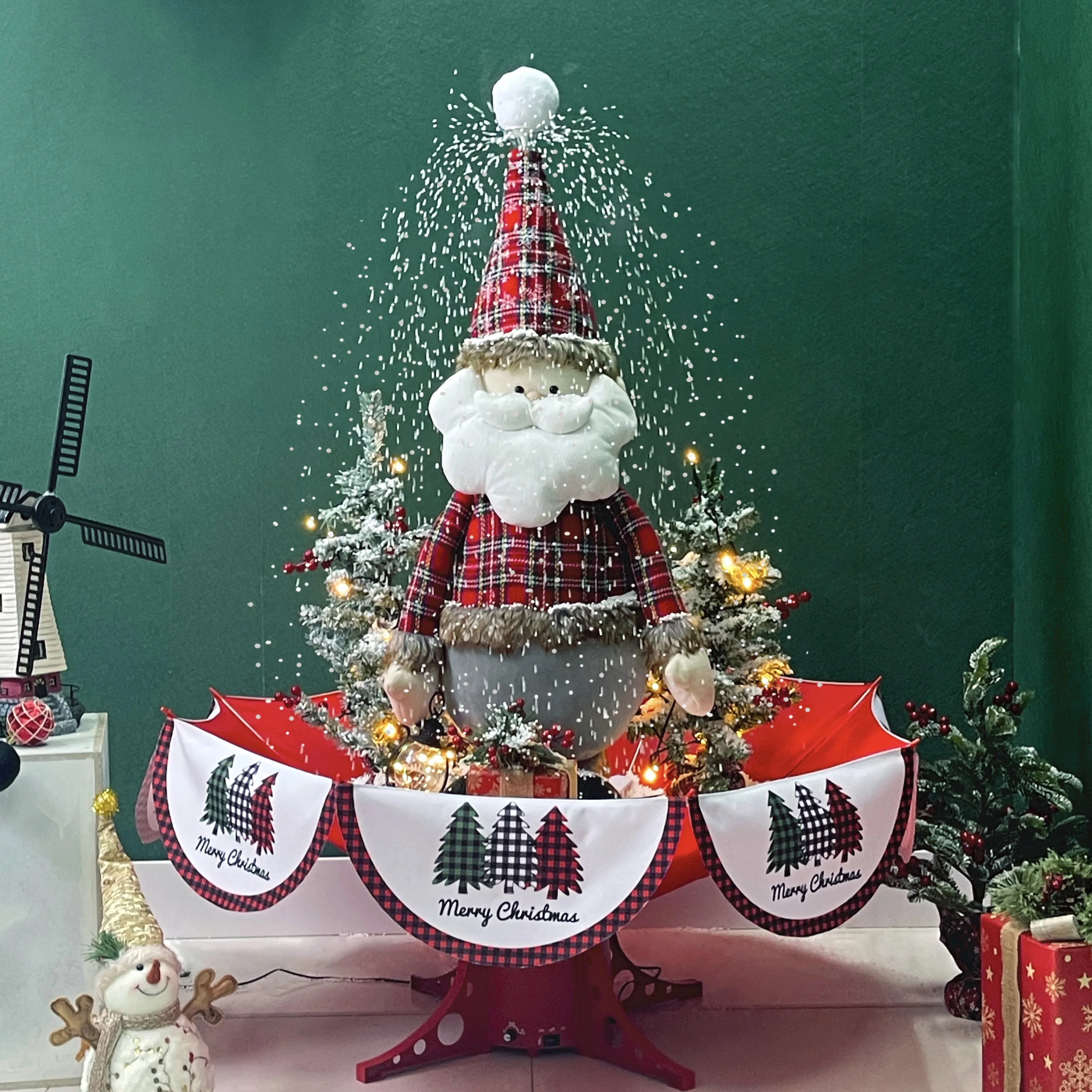 Xmas Home Decoration 120cm Christmas Tree Snow White Santa Clause Christmas Tree